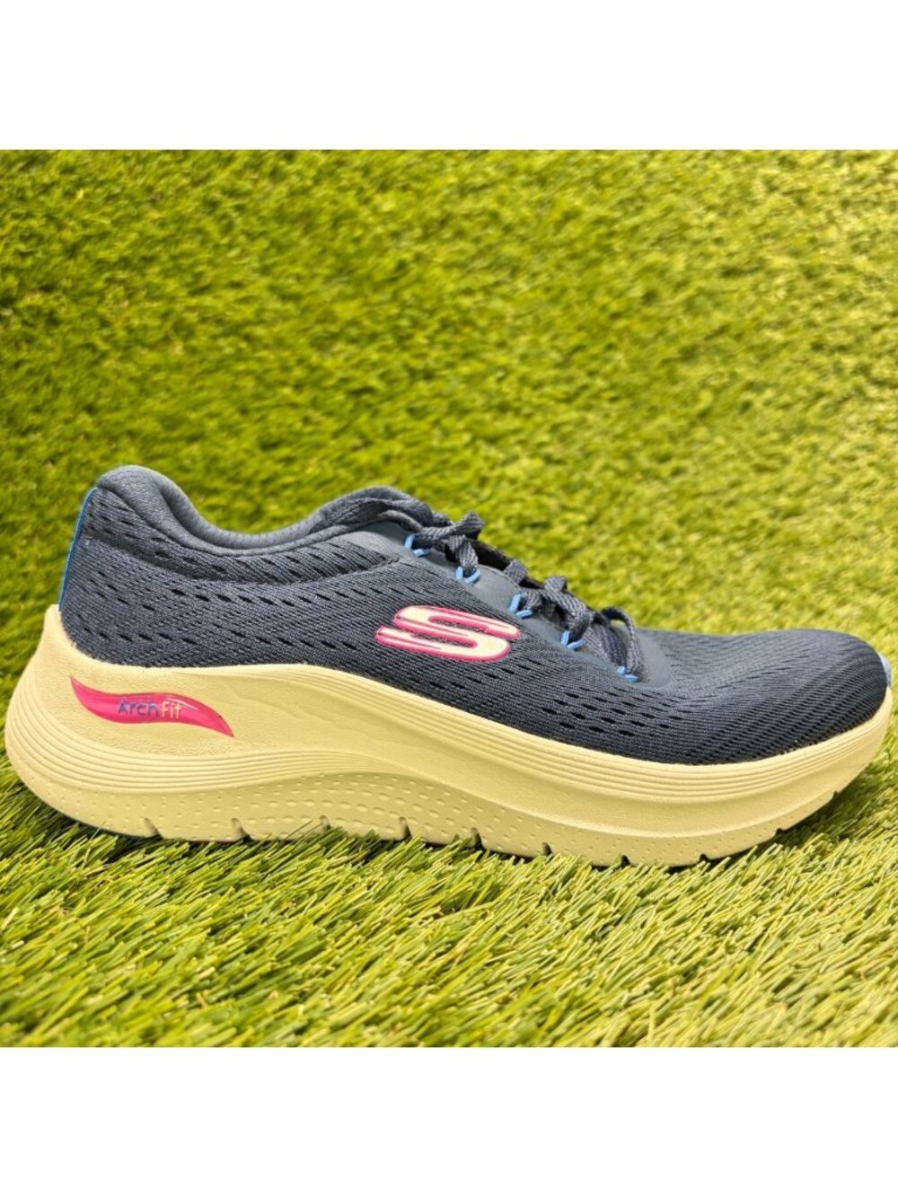 Skechers Arch Fit 2.0 Big League Womens Size 5 Blue Pink Running Shoes Sneakers